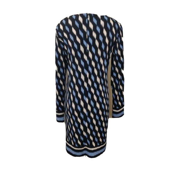 Michael Kors Women's Dress Long Sleeve Knee Length Size M Blue White Diamonds - Picture 2 of 6